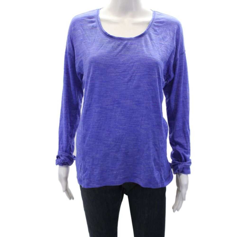 Lululemon Womens Long Sleeve Stretch Round Neck T-Shirt Solid Blue Size 6
